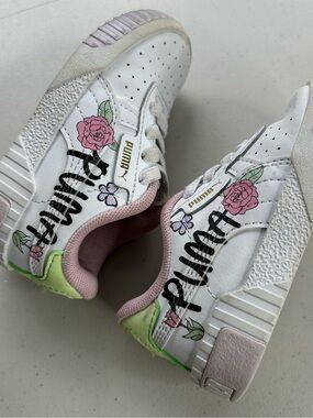 Puma Kinderfit white Faux Leather Sneakers Shoes Girls Toddler 5C